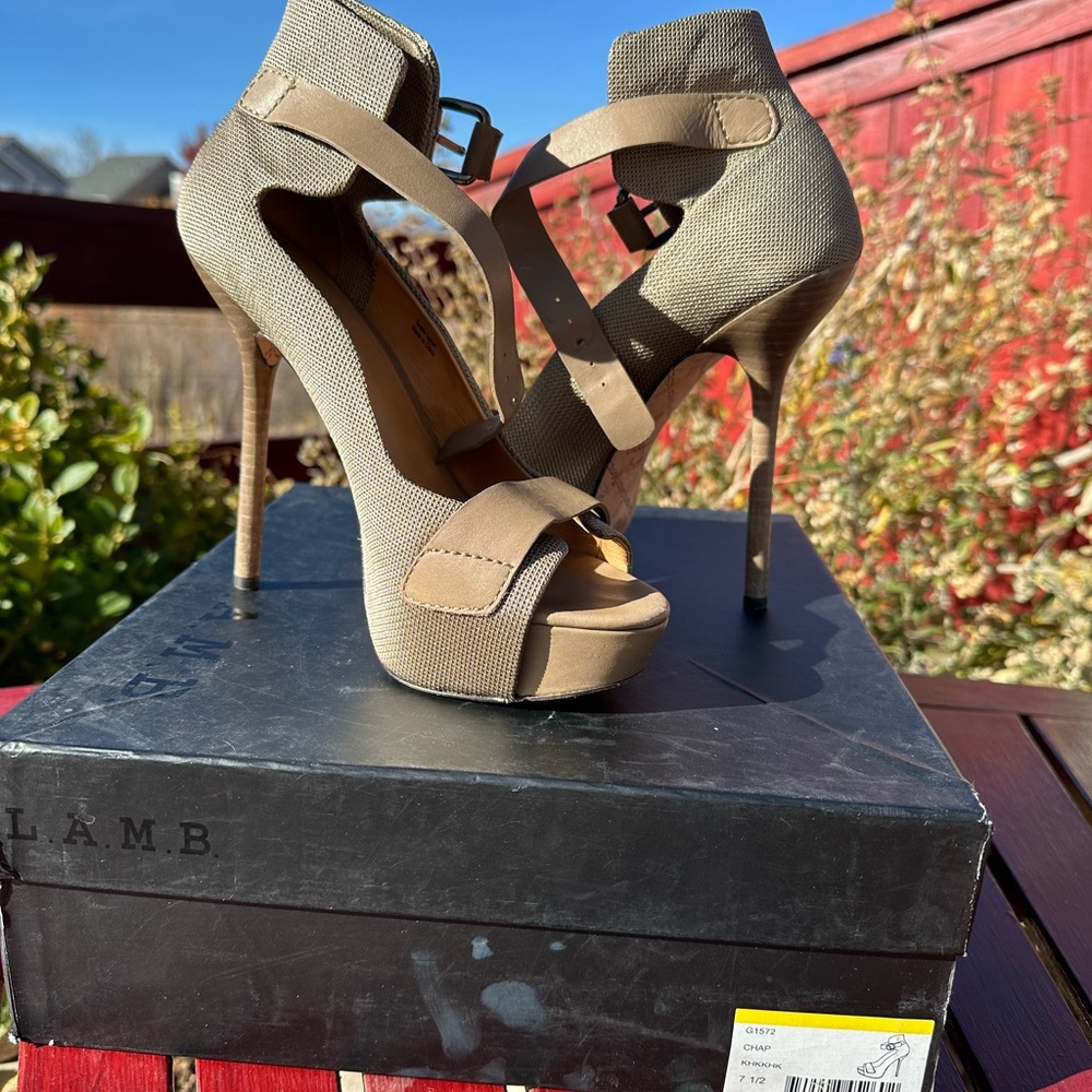L.A.M.B. Women's Beige and Tan Heels
